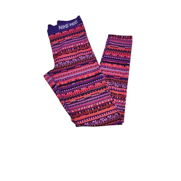 Nike Pro Women's XL Mukticolored Geometric Print Athletic Leggings - Picture 1 of 7